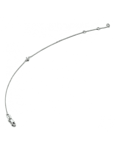 HC Armband, 14krt.witgoud met diamant 0,05ct. (lengte:15,5-17,5cm.) - 22947