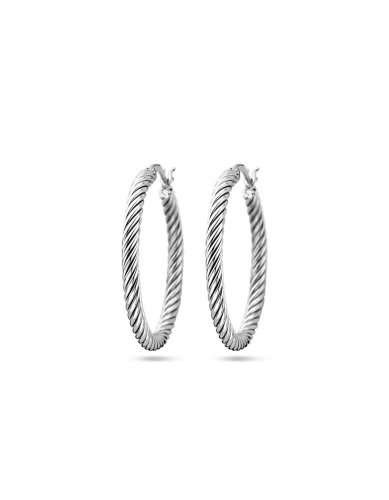 HC Oorringen, zilver gerhodineerd gedraaide buis (30x3mm.) - 22956