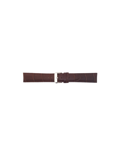 Alligator print calf leather watch strap, mat. Bruin - 22959