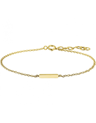 HC Armband, zilver verguld met balkje (lengte: 16-19cm.) - 22961