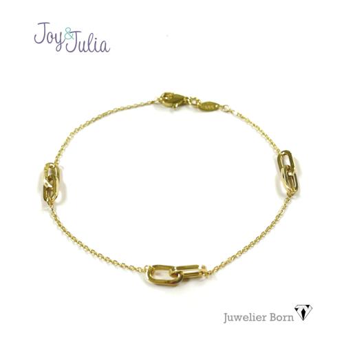 Joy & Julia Armband, 14krt.goud boxlink (lengte: 18,5cm.) - 22964