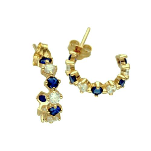 SWING Jewels Oorstekers, 14krt.goud met wit en blauw zirconia (10x3,5mm.) - 23065