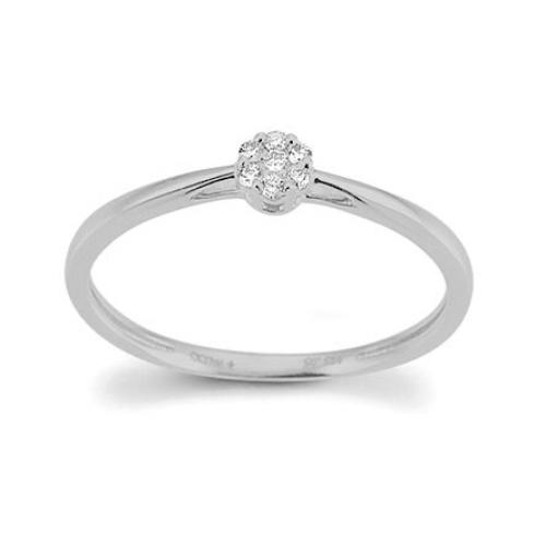 Ring, 14krt.witgoud met diamant 7-steens totaal 0,05ct. (maat 52) - 23080