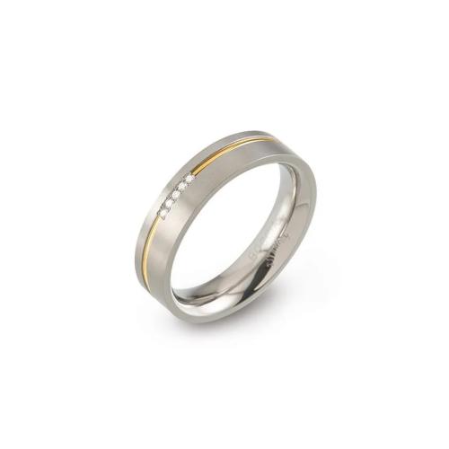 Boccia Ring, titanium bicolour met 0,025ct. diamant (maat 54) - 23100