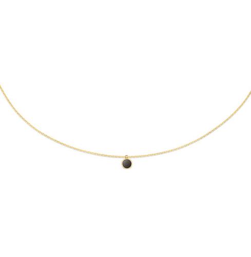 Jackie Collier, 14krt.goud "Black Agate Necklace" (lengte: 40-45mm.) - 23113