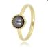 My Bendel Ring, edelstaal verguld met zwarte glasparel - 23123