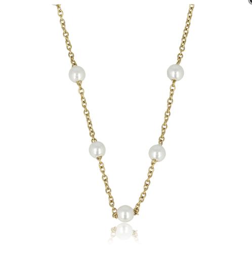 My Bendel Collier, edelstaal verguld met glasparels (lengte: 40-45cm.) - 23128