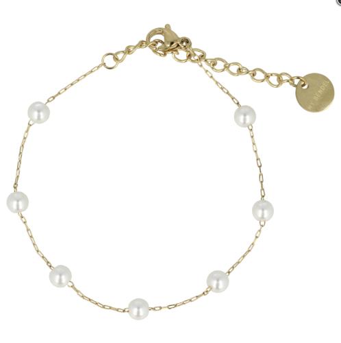 My Bendel Armband, edelstaal verguld met glasparels (lengte: 15,5-20,5cm.) - 23129