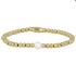 My Bendel Armband, Elastische Edelstaal Vergulde Kralenarmband met glasparel - 23138