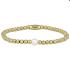 My Bendel Armband, Elastische Edelstaal Vergulde Kralenarmband met roze glasparel - 23139