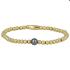 My Bendel Armband, Elastische Edelstaal Vergulde Kralenarmband met grijze glasparel - 23140
