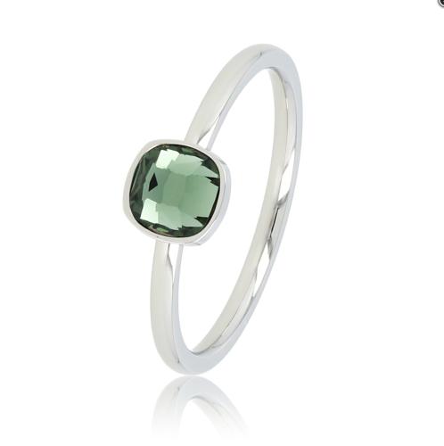 My Bendel Ring, edelstaal met groene glassteen - 23143