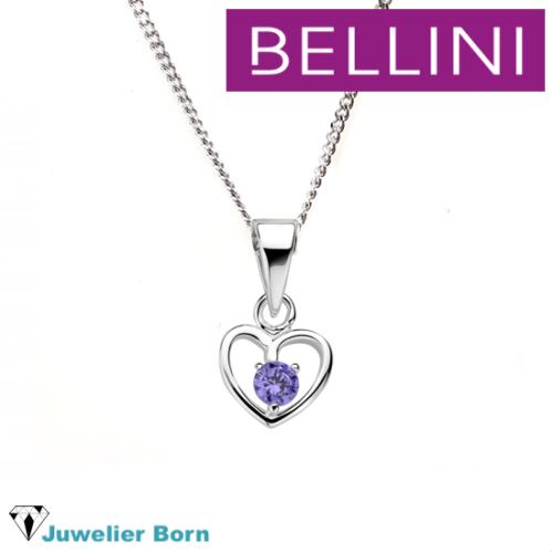 Bellini Collier, model 574.065 hartje paars zirk. (lengte: 34-38cm.) - 23157