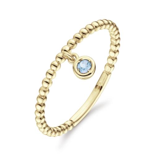 Jackie Ring,14krt.goud met met London Blue Topaas "Dangling" - 23178