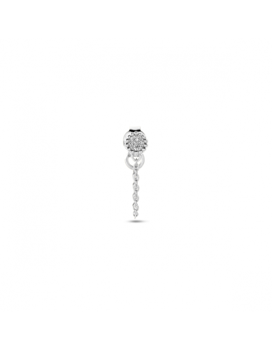 Oorhanger, zilver gerhodineerd met zirkonia > per stuk !!! - 23186