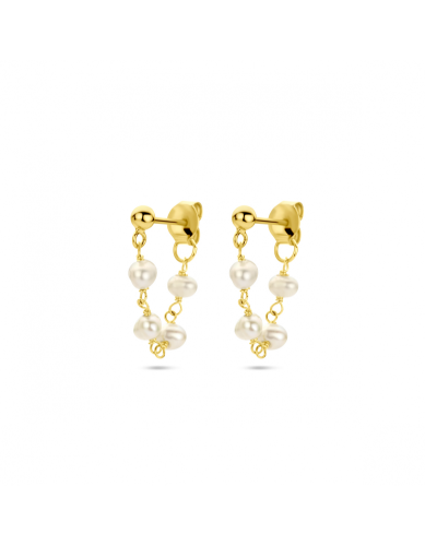 Oorhangers, zilver verguld met zoetwaterparel - 23188