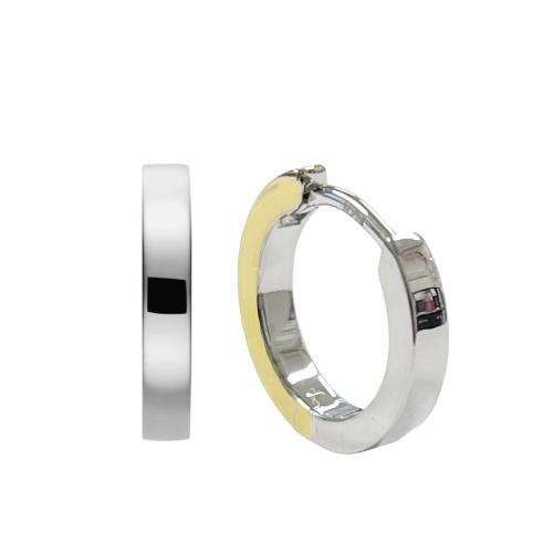 Oorringen, zilver bicolour (2,4x10mm.) - 23206