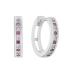 HC Oorringen, zilver gerhodineerd met roze/wit zirkonia (2,5x10mm.) - 23212