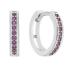 HC Oorringen, zilver gerhodineerd met roze zirkonia (2,5x10mm.) - 23214