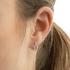 Oorringen, zilver gerhodineerd met roze zirkonia (2,5x10mm.) - 23214