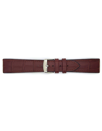 Horlogeband 20mm, Leer met Silicone aan de binnen kant, Bruin - 23229