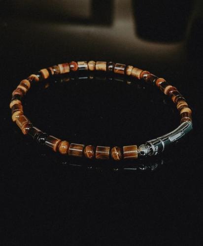 TAJ AMSTERDAM Kralen Herenarmband Nhean met Tijgeroog (maat SM: 20,5cm) - 23264