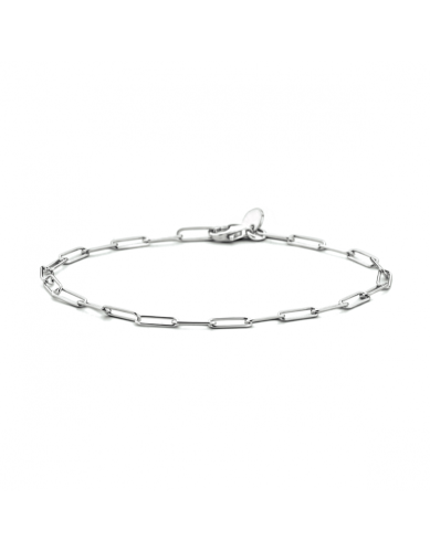 Armband, zilver gerhodineerd paperclip (lengte: 18cm.) - 23275