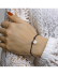 Armband, zwart satijn met zilver rondje (lengte: verstelbaar 13-26cm.) - 23276