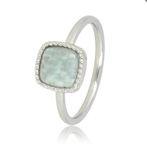 My Bendel Ring, edelstaal  met Amazoniet model Zegelring - 23280