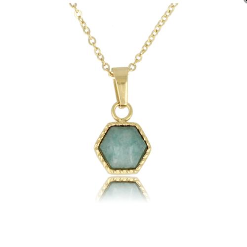 My Bendel Collier met hanger, edelstaal verguld met Amazonite (lengte: 42-47cm.) - 23283