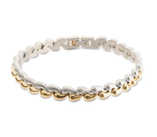 Boccia Armband, model 03056-02 titanium/bicolour breedte schakel 7,5mm.(20cm.) - 23293