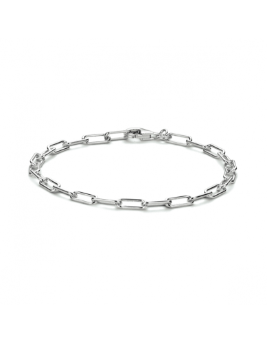 Armband, zilver gerhodineerd paperclip (lengte:18 cm.) - 23296