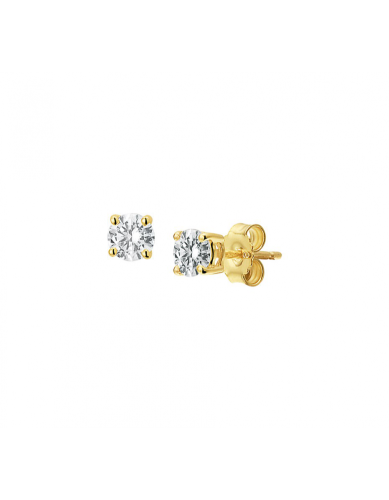 Oorknoppen, 14krt.goud met zirkonia (4mm.) - 23342