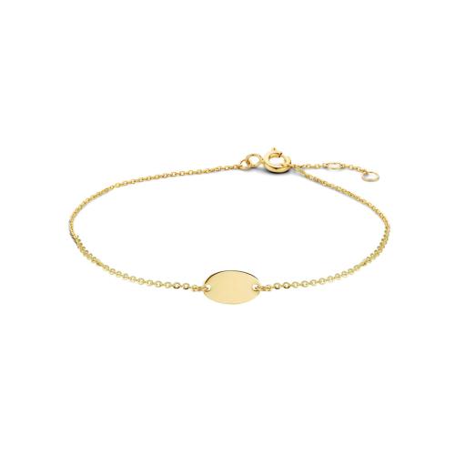 Armband, 14krt.goud met ovaal plaatje (lengte: 17-19cm.) - 23355