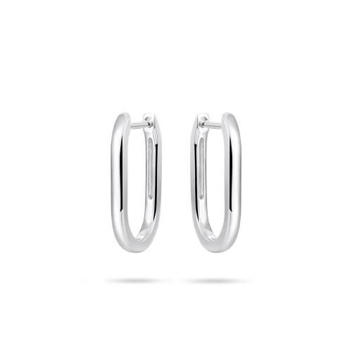 Oorringen, zilver ovaal (2x20mm.) - 23359