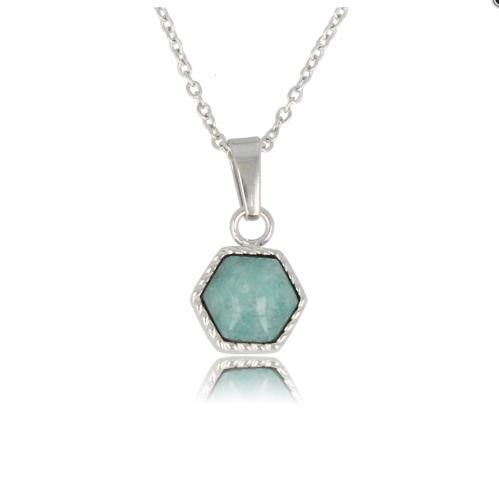 My Bendel Collier met hanger, edelstaal met Amazonite (lengte: 42-47cm.) - 23374