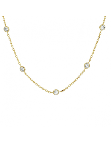 HC Collier, zilver verguld met zirkonia (40-43cm.) - 23394