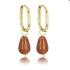 My Bendel Oorringen, edelstaal verguld met gold Sandstone (12x16mm.) - 23403