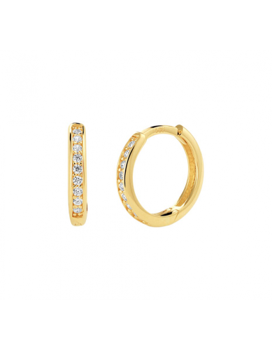 Oorringen, 14krt.goud met  zirkonia (12,5x2mm.) - 23414