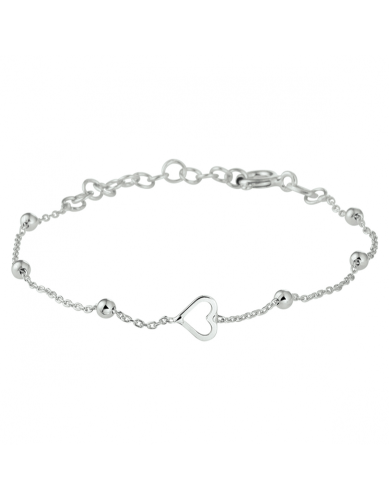 HC Armband, zilver gerhodineerd met hart (13-16cm.) - 23422
