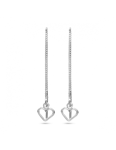 HC Oorhangers, zilver doortreksysteem met hart (9cm.) - 23424