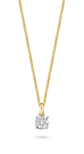 Bernstein Hanger, 14krt.witgoud met diamant totaal 0,12ct. - 23461