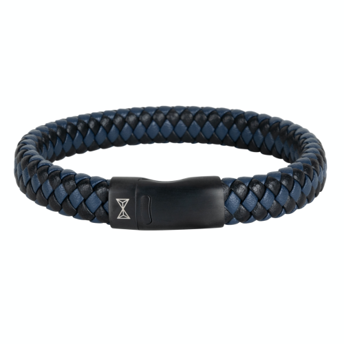 AZE Jewels Armband, model AZ-BL005-Q  Royal Blue on Black (breedte 12mm.) - 23556
