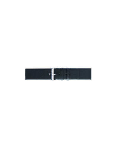 Horlogeband 24mm, Effen zachte kalf lederen band Zwart - 23567