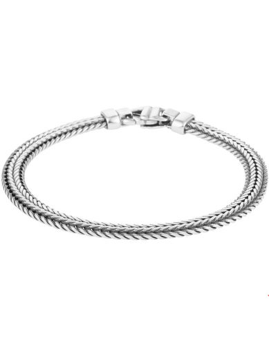 Armband, zilver/oxi vossestaart 6,5 mm (lengte: 19cm.) - 23621