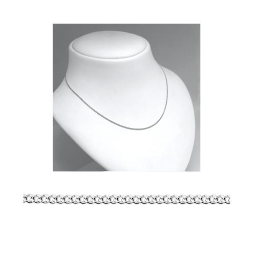 Collier, 14krt.witgoud gourmette 1,0mm. (lengte: 41- 43-45cm.) - 23626