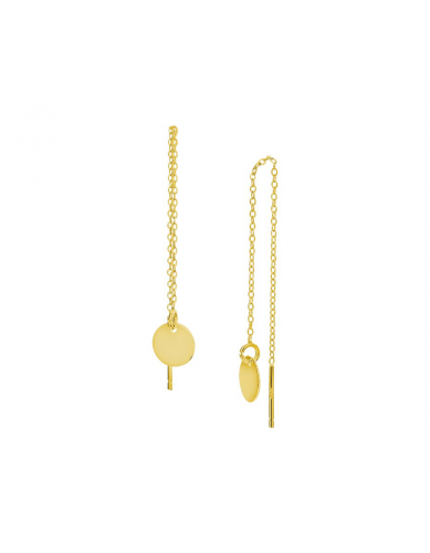 Oorhangers, zilver verguld doortreksysteem met rondje (8cm.) - 23650