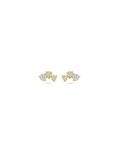 Oorknoppen, zilver verguld met zirkonia 1 micron - 23651