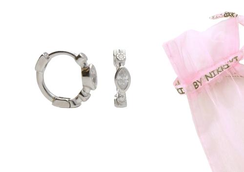 BY NIKKI Oorringen, zilver gerhodineerd met zirkonia (diameter: 10mm.) - 23656