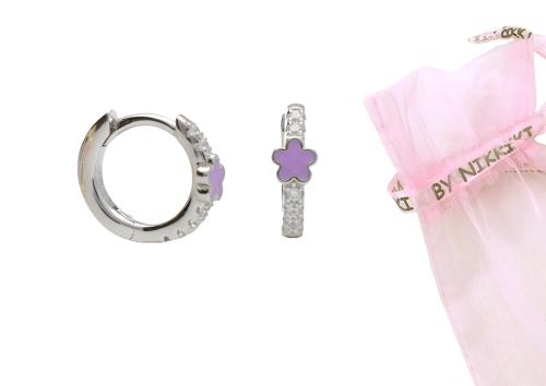 BY NIKKI Oorringen, zilver gerhodineerd met zirkonia (diameter: 10mm.) - 23660